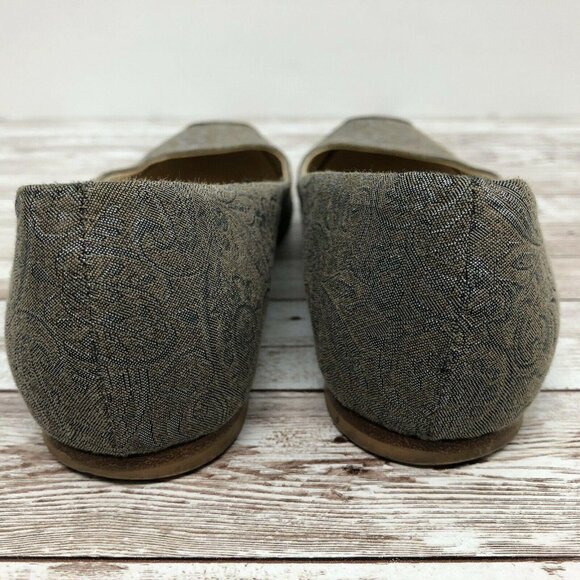 6.5 M Marchez Vous Italy XO Yeardley Paisley Brocade Blue Gray Ballet Flat Shoes - Picture 7 of 12